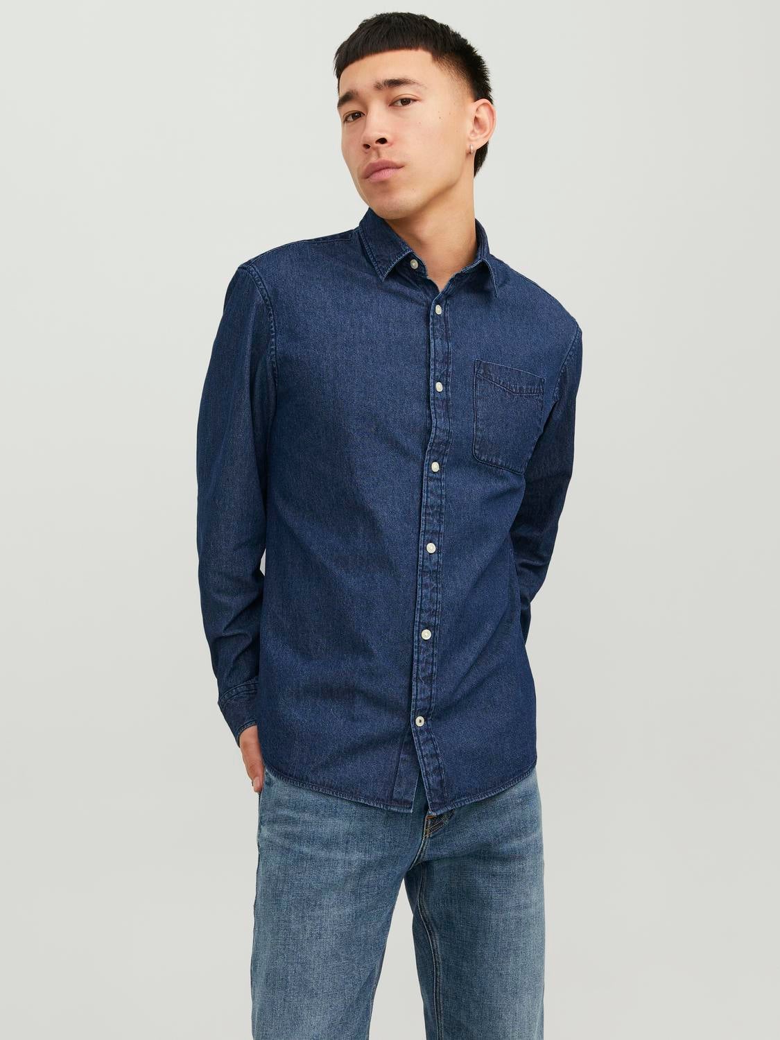 Jack & Jones Hombre Jjesheridan Shirt L/s Camisa vaquera,Azul (Medium Blue  Denim Fit:Slim),X-Small : : Moda