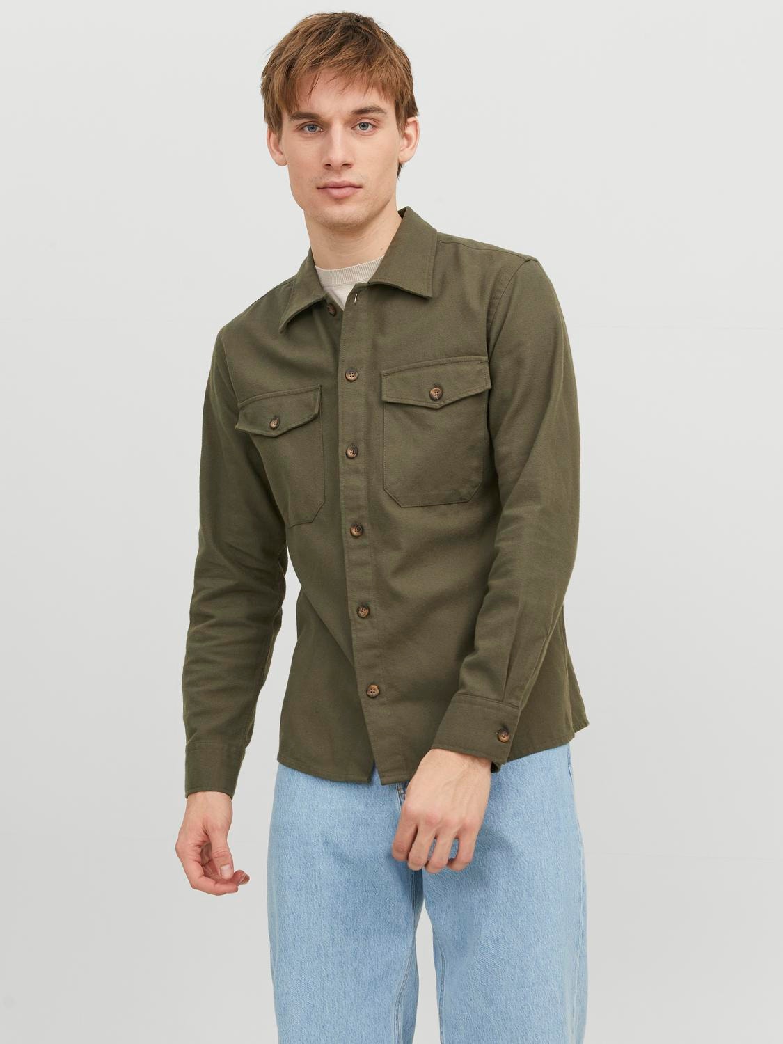 Jack & Jones Comfort Fit Checked shirt -Dusty Olive - 12235986