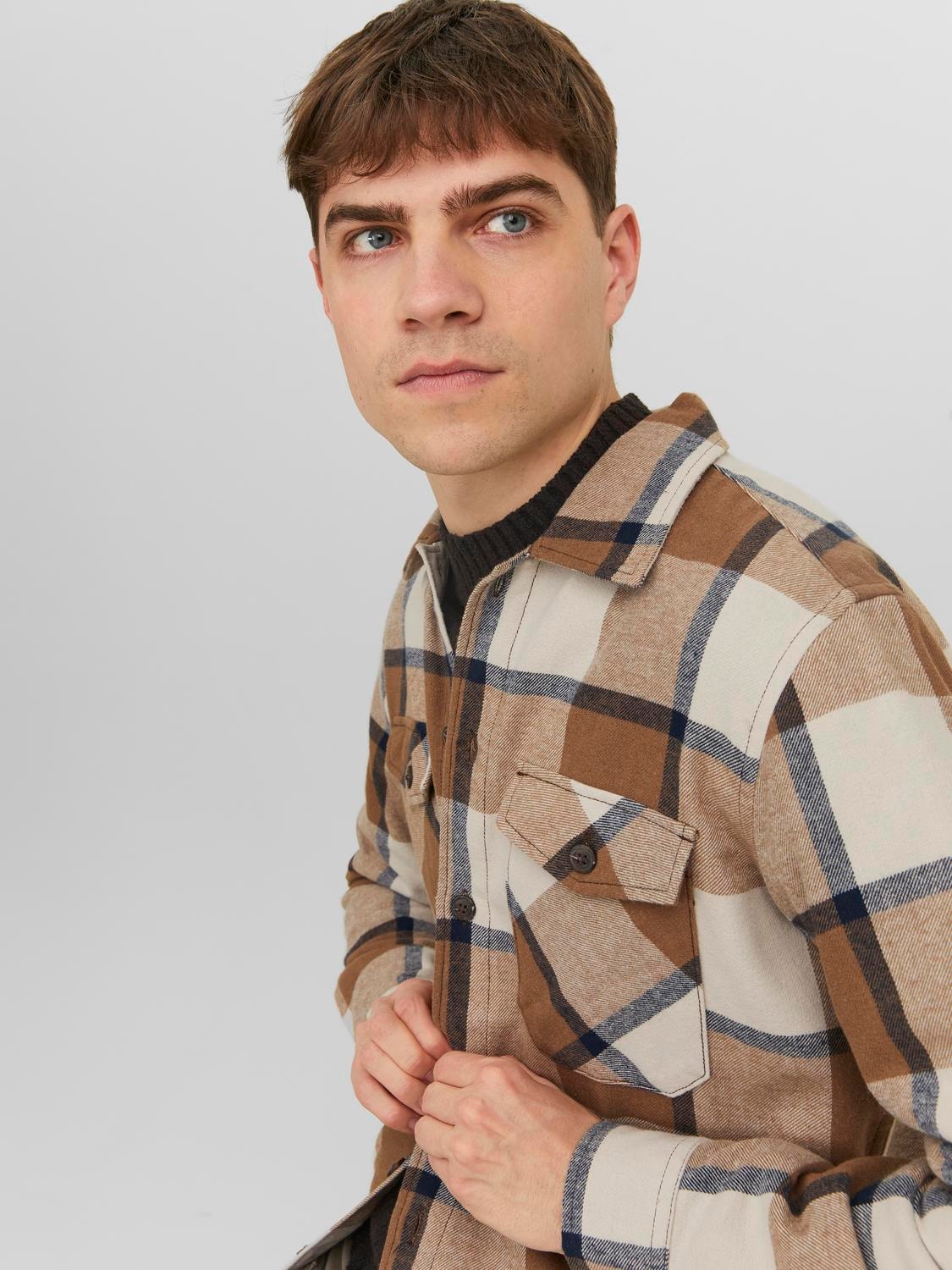 Jack & Jones Camisa de Xadrez Comfort Fit -Malt Ball - 12235986