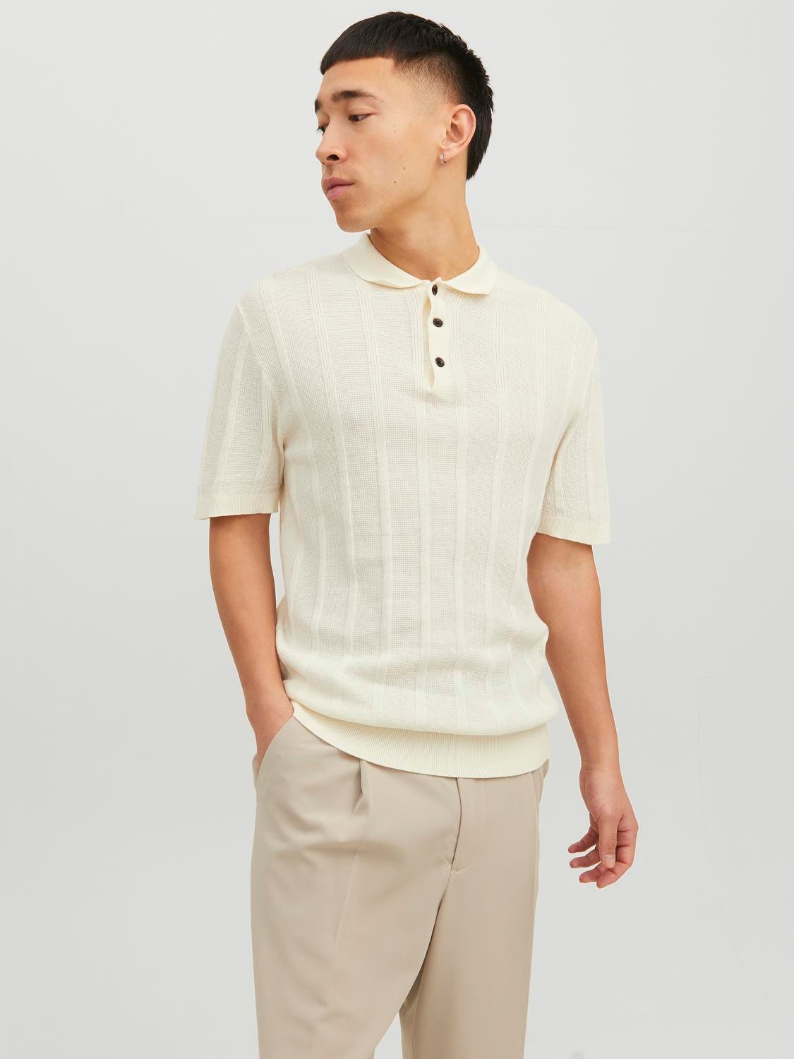 Jack & Jones Ensfarvet Polo -Pristine - 12236143