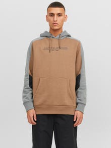 Jack & Jones Felpa con cappuccio Con color block -Otter - 12236153