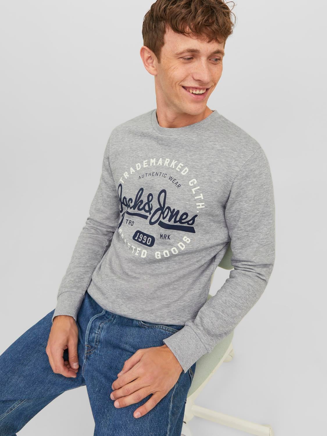 Logo Crew neck Sweatshirt | Light Grey | Jack & Jones®