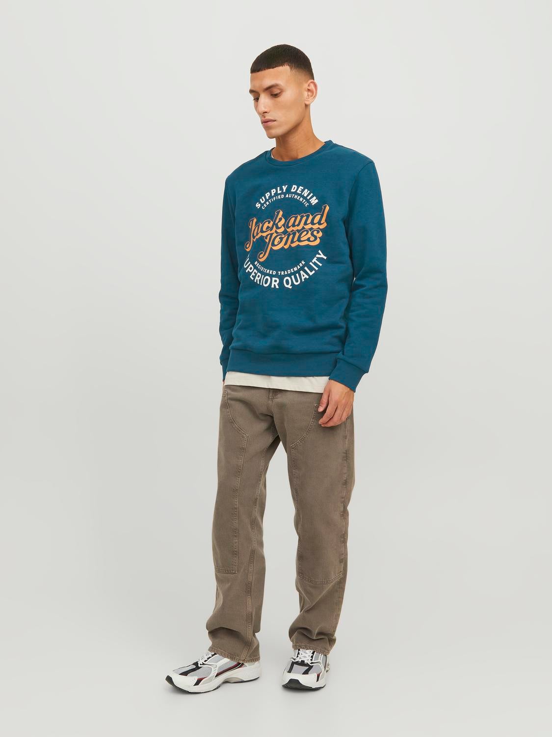 Logo Crewneck Sweatshirt | Medium Blue | Jack & Jones®