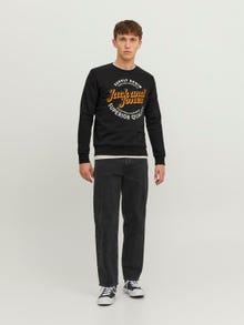 Jack & Jones Logo Crew neck Sweatshirt -Black - 12236177