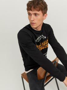 Jack & Jones Logo Crew neck Sweatshirt -Black - 12236177