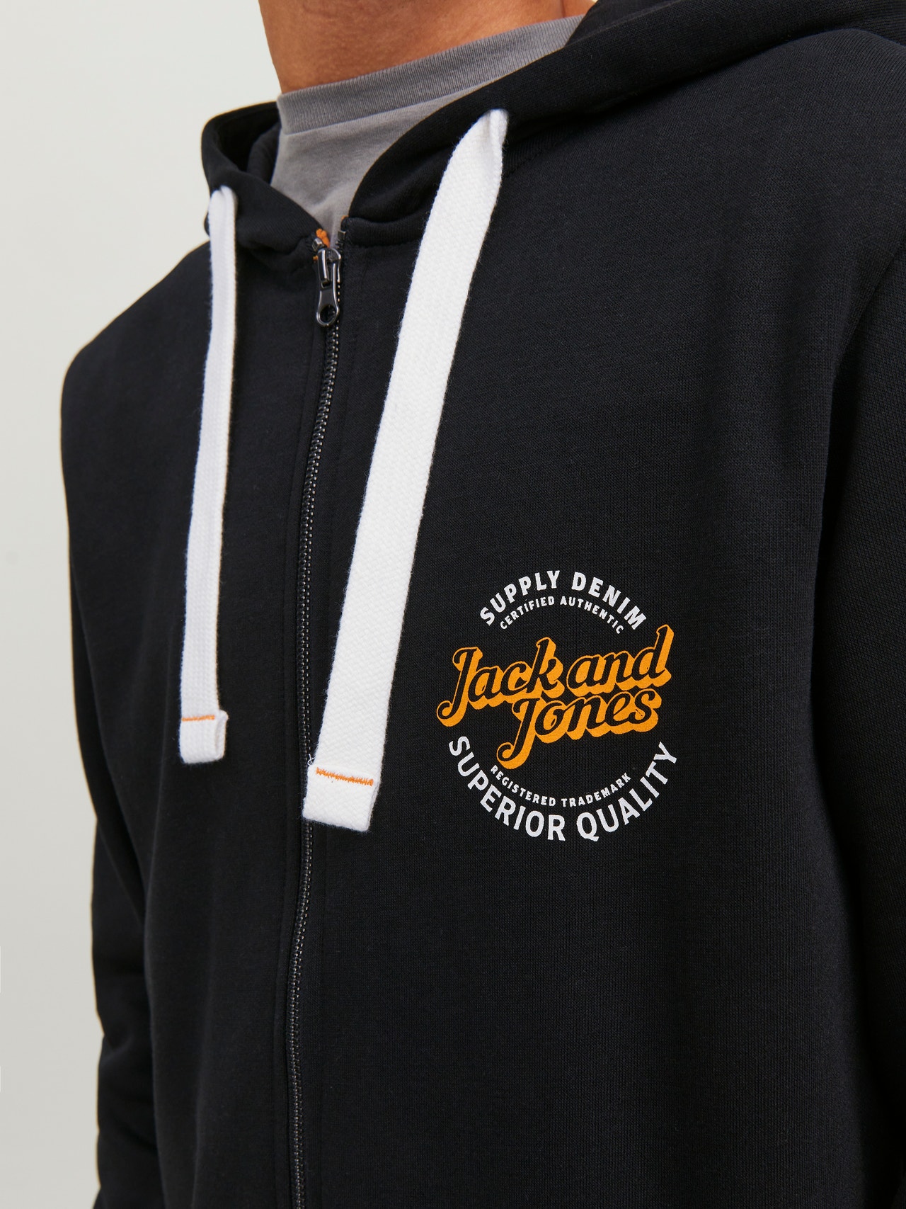 Jack & Jones Logo Kapuzenpullover mit Reißverschluss -Black - 12236179