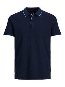 Jack & Jones Enfärgat Skjortkrage T-shirt -Night Sky - 12236201