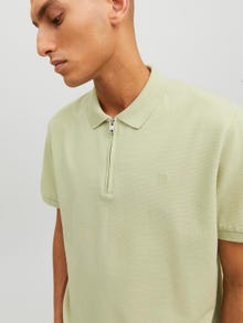 Jack & Jones Enfärgat Skjortkrage T-shirt -Celadon Green - 12236235