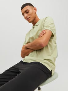 Jack & Jones Yksivärinen Paitakaulus T-shirt -Celadon Green - 12236235