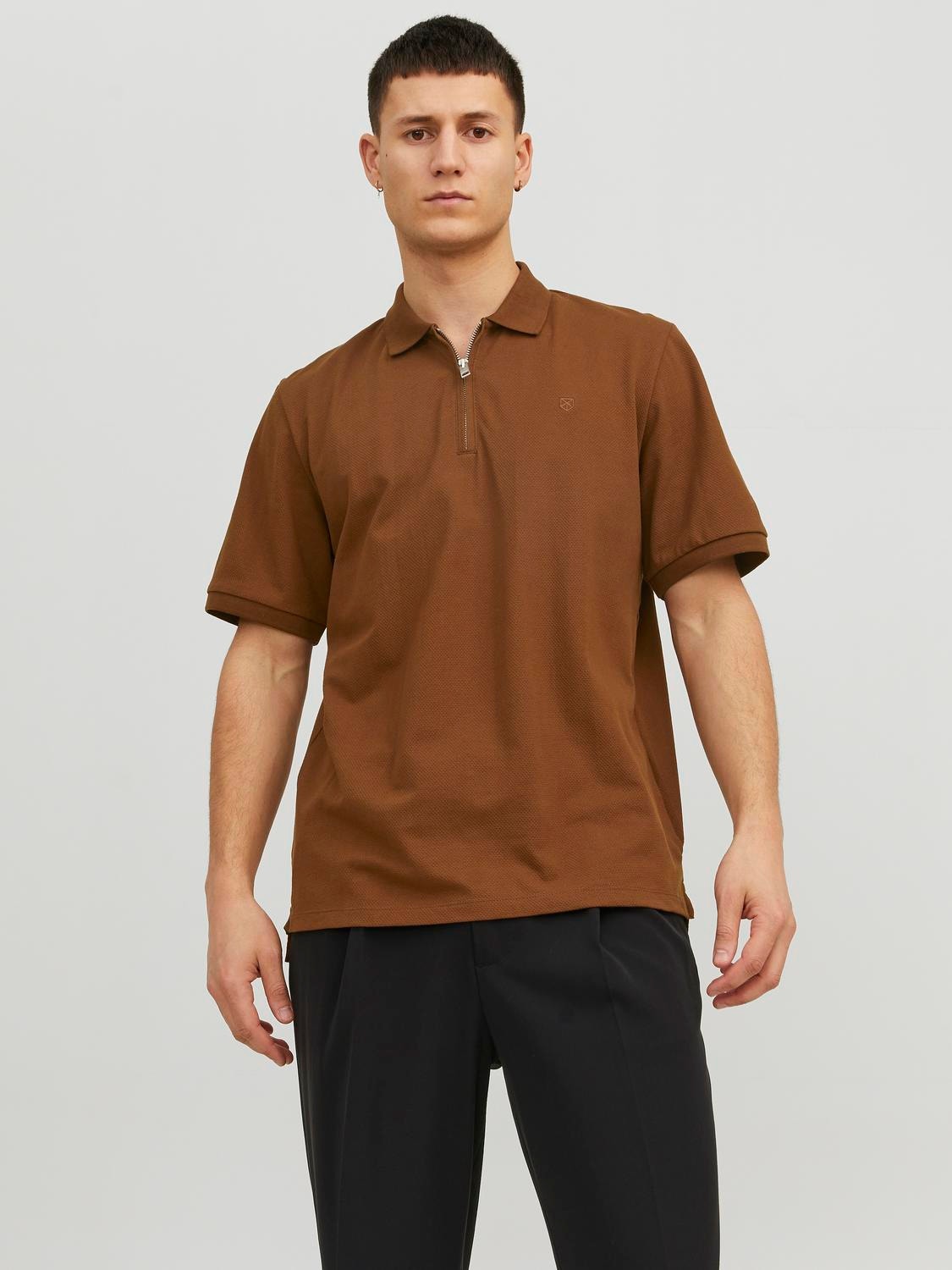 Jack & Jones Einfarbig Hemdkragen T-shirt -Emperador - 12236235