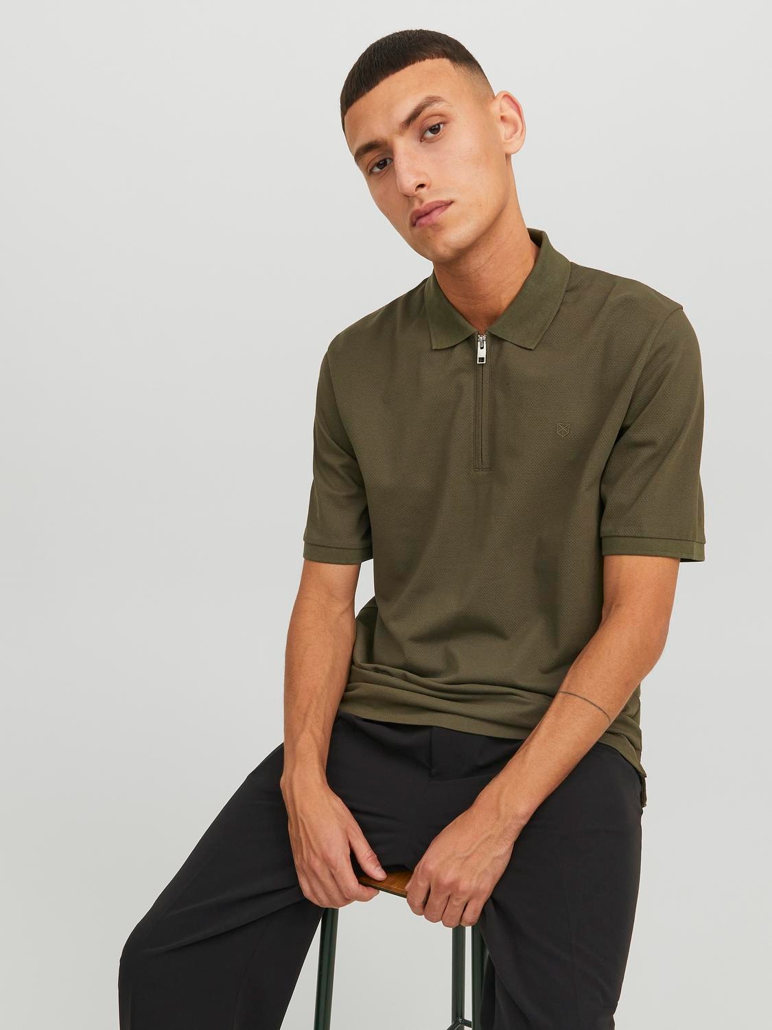 Jack & Jones Effen Overhemd kraag T-shirt -Grape Leaf - 12236235