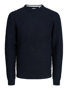 Jack & Jones Enfärgat Crewneck Stickad tröja -Navy Blazer - 12236286