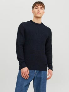 Jack & Jones Enfärgat Crewneck Stickad tröja -Navy Blazer - 12236286