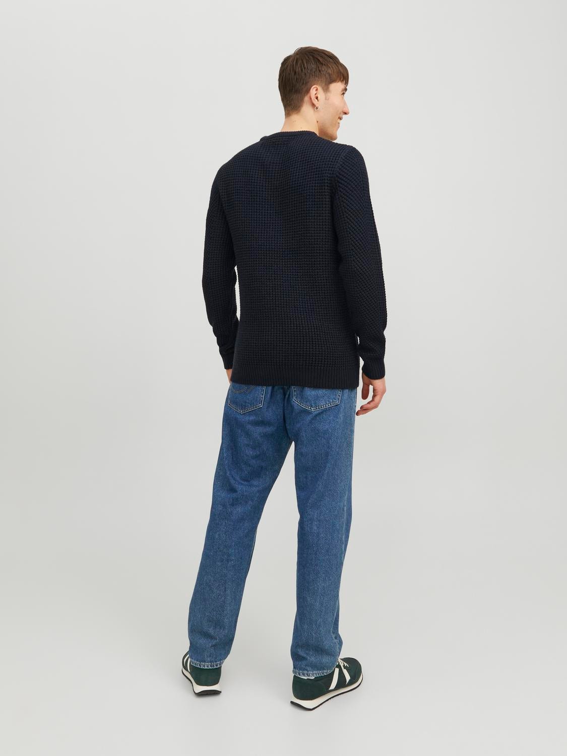 Jack & Jones Enfärgat Crewneck Stickad tröja -Navy Blazer - 12236286