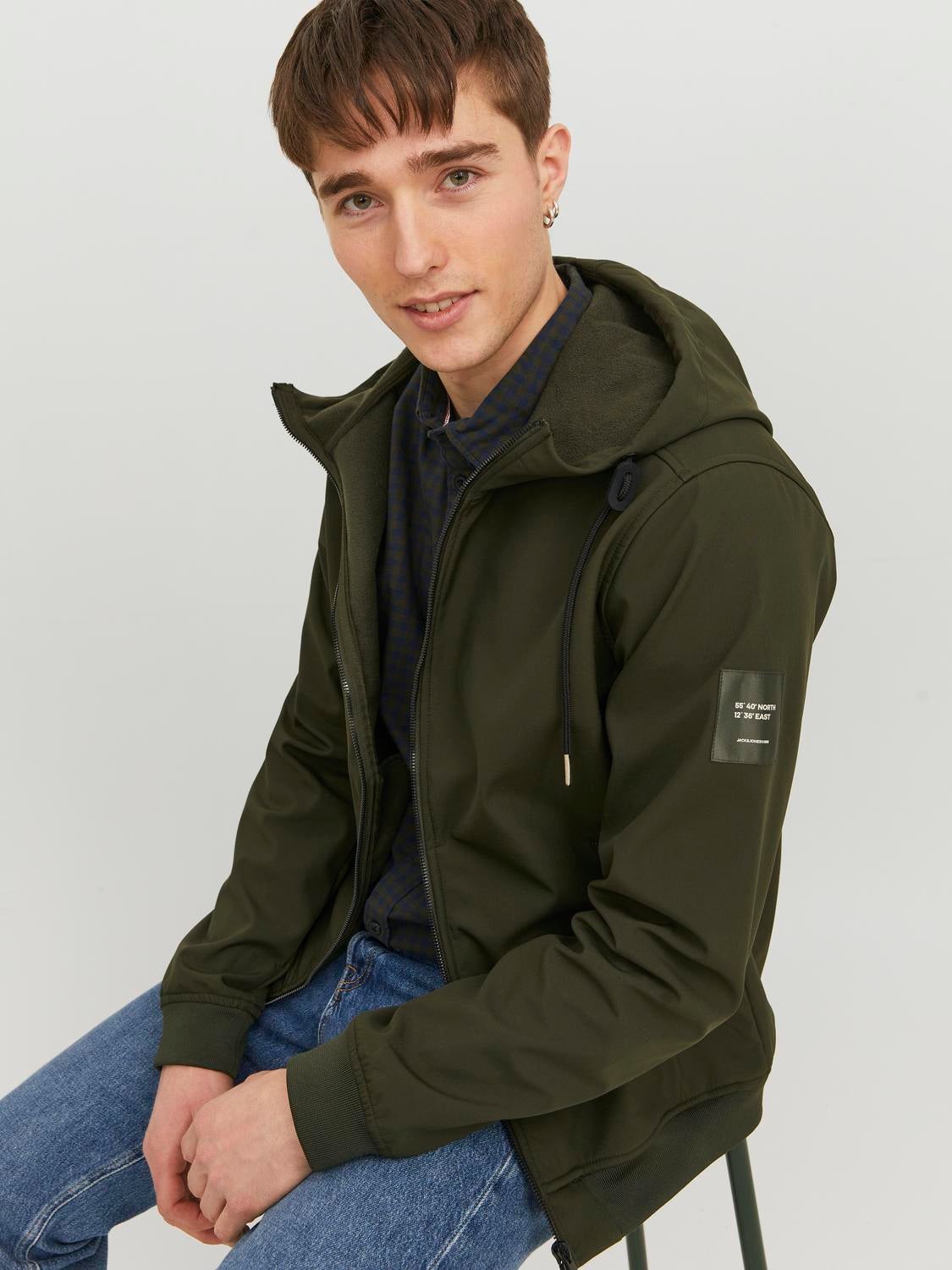 Men's Parka Coat Jack Jones Loop Hooded Full Zip Jacket in Green | eBay
