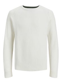 Jack & Jones Enfärgat Crewneck Stickad tröja -Cloud Dancer - 12236304