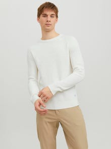 Jack & Jones Enfärgat Crewneck Stickad tröja -Cloud Dancer - 12236304