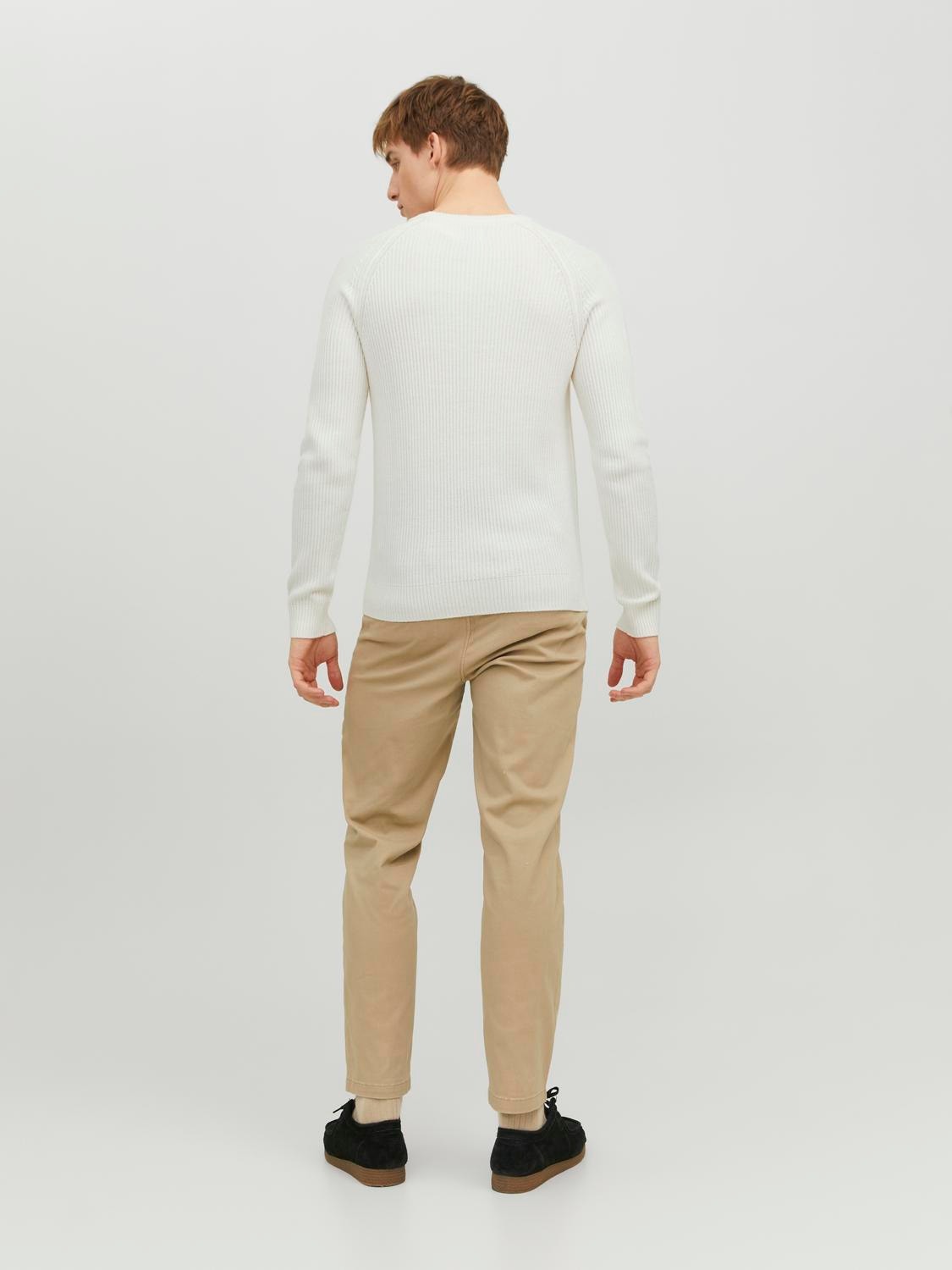 Jack & Jones Gładki Sweter z dzianiny z okrągłym dekoltem -Cloud Dancer - 12236304