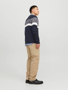 Jack & Jones Ensfarvet Striktrøje med rund hals -Navy Blazer - 12236304