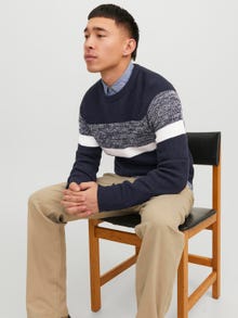 Jack & Jones Enfärgat Crewneck Stickad tröja -Navy Blazer - 12236304