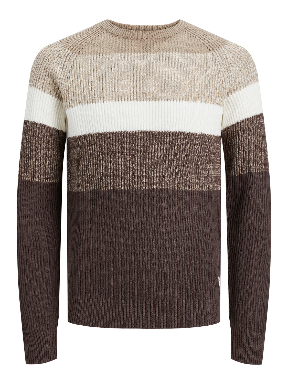 Jack & Jones Enfärgat Crewneck Stickad tröja -Crockery - 12236304