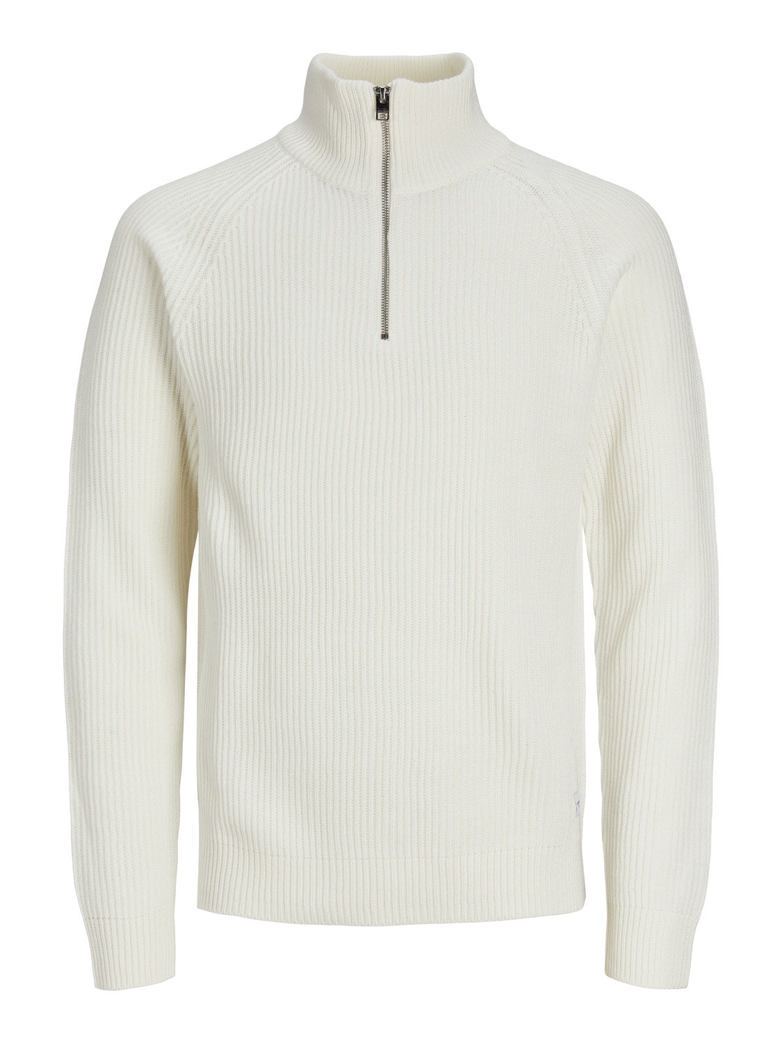 Jack & Jones Einfarbig Strickpullover mit Halber Reißverschluss -Cloud Dancer - 12236308