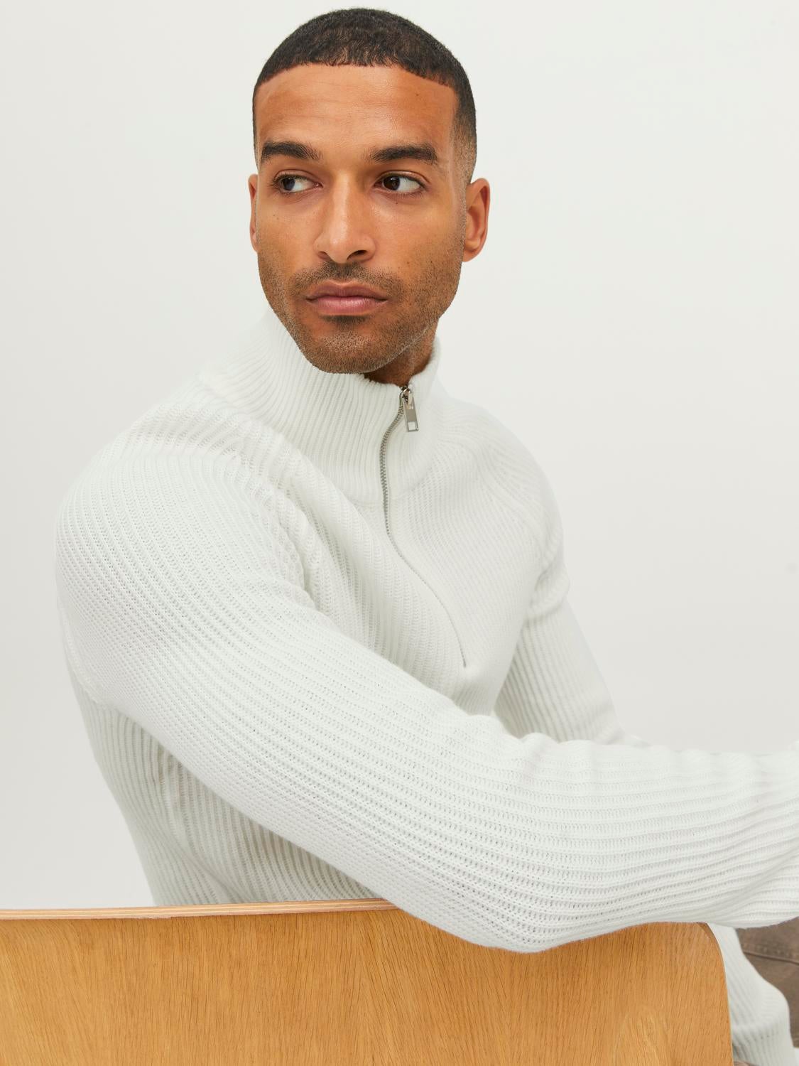 High Neck Knitted pullover | White | Jack & Jones®