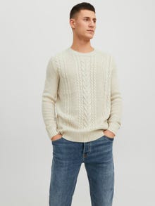 Jack & Jones Einfarbig Strickpullover mit Rundhals -White Melange - 12236314