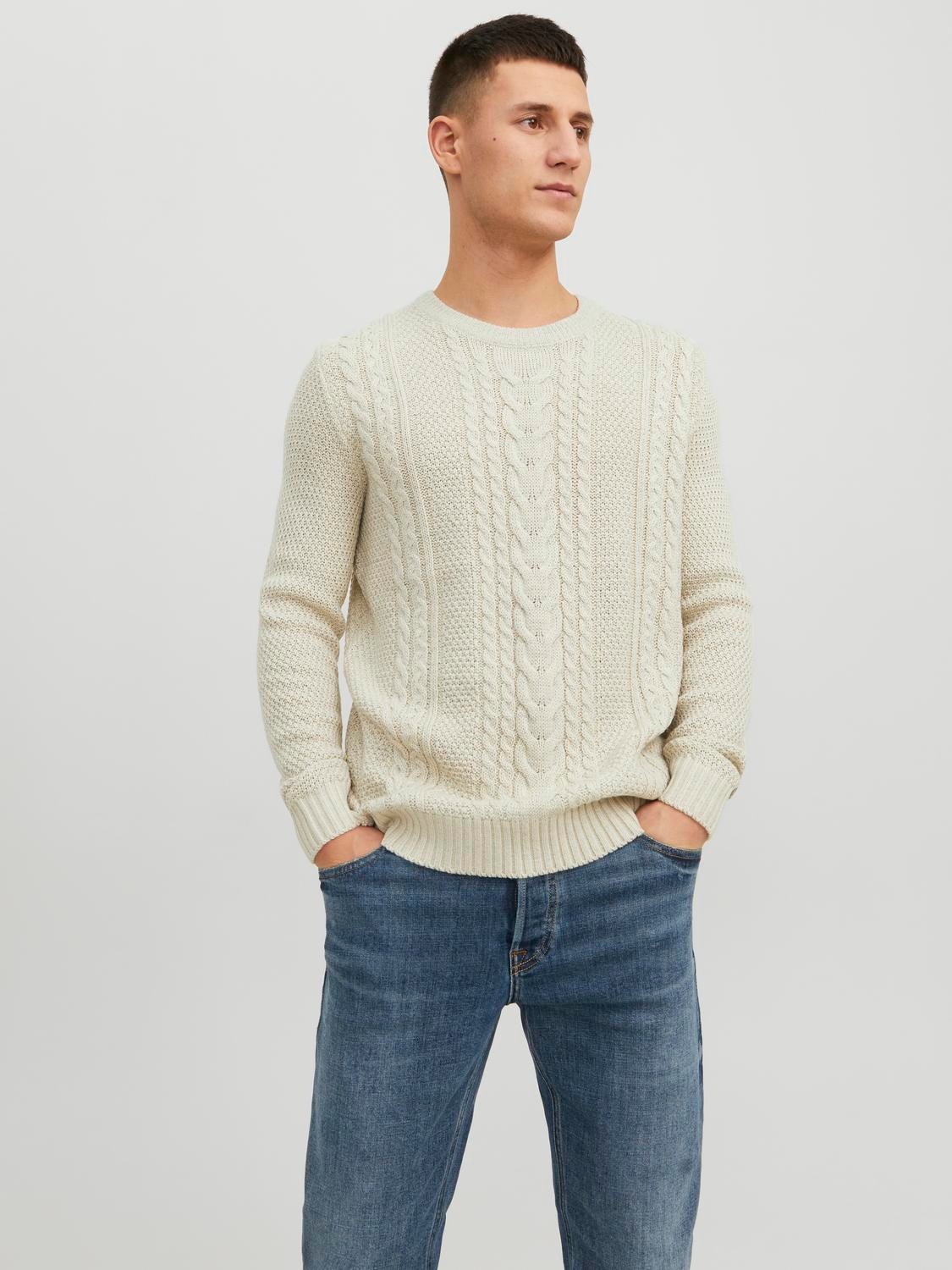 Jack & Jones Plain Crew Neck Jumper -White Melange - 12236314