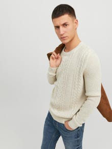 Jack & Jones Einfarbig Strickpullover mit Rundhals -White Melange - 12236314