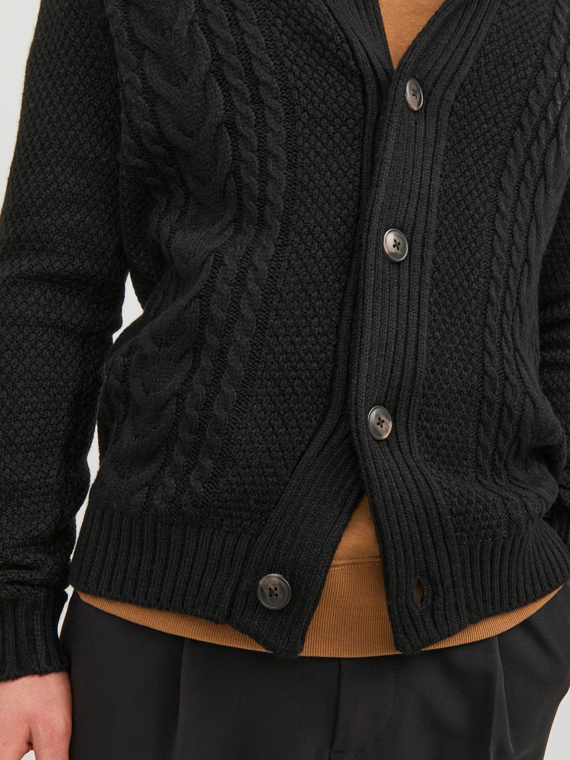 Jack & Jones Plain Knitted cardigan -Black - 12236318