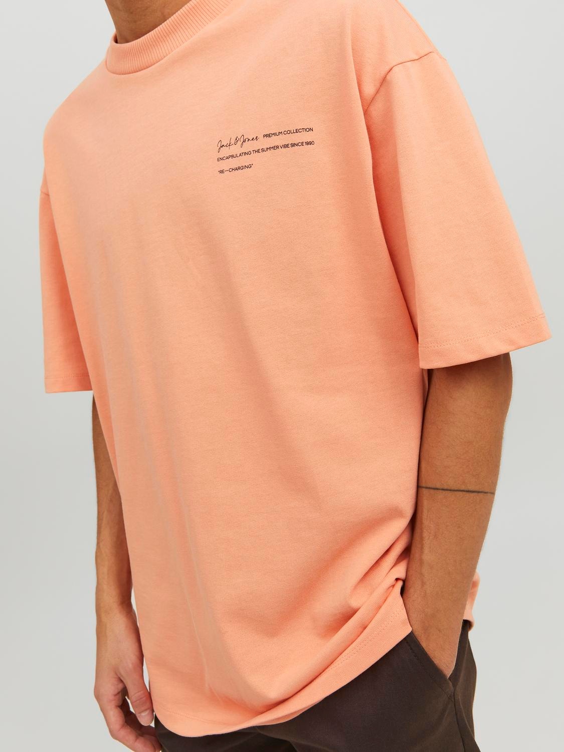 Jack & Jones Nadruk Okrągły dekolt T-shirt -Shrimp - 12236394