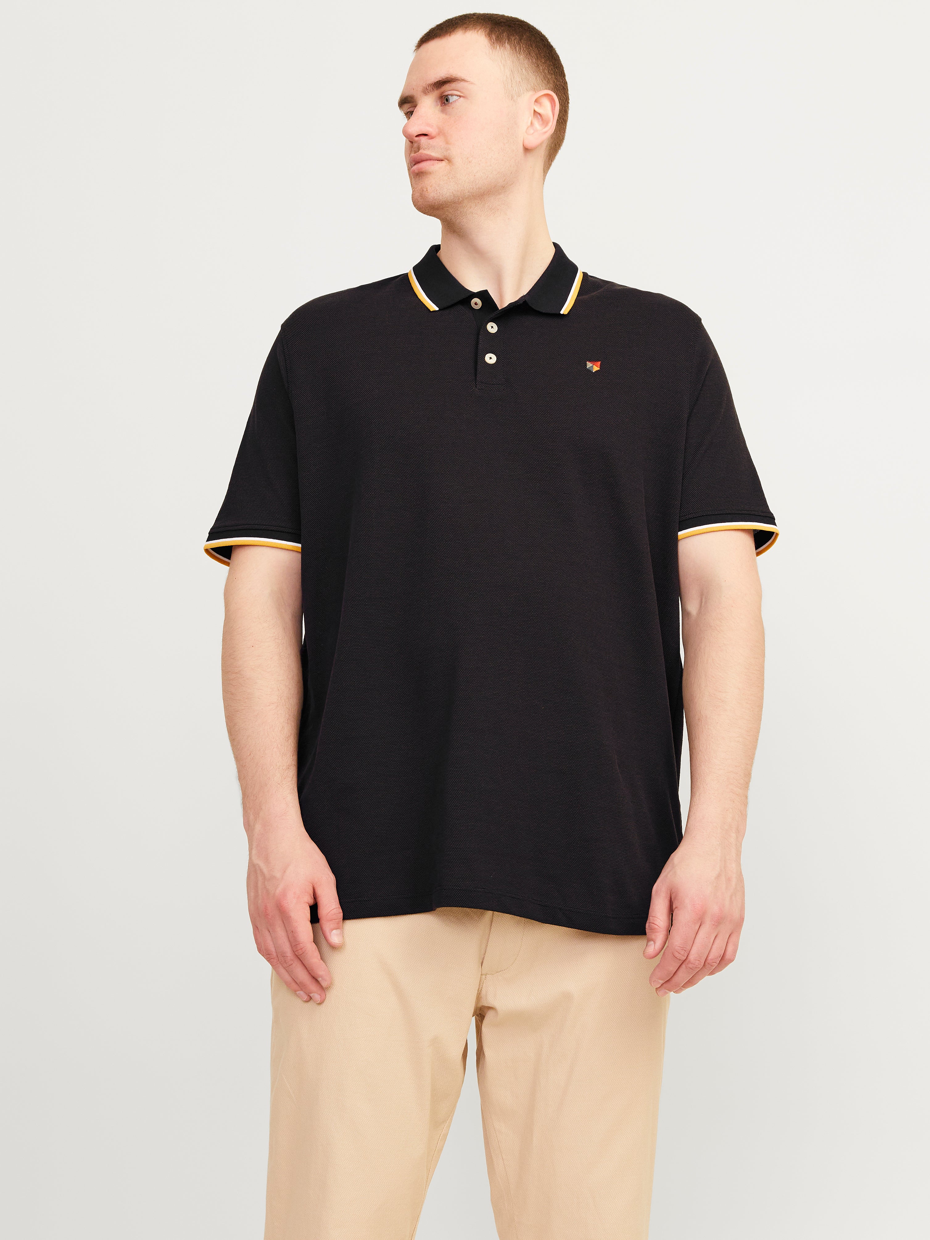 Plus size black polo shirt online