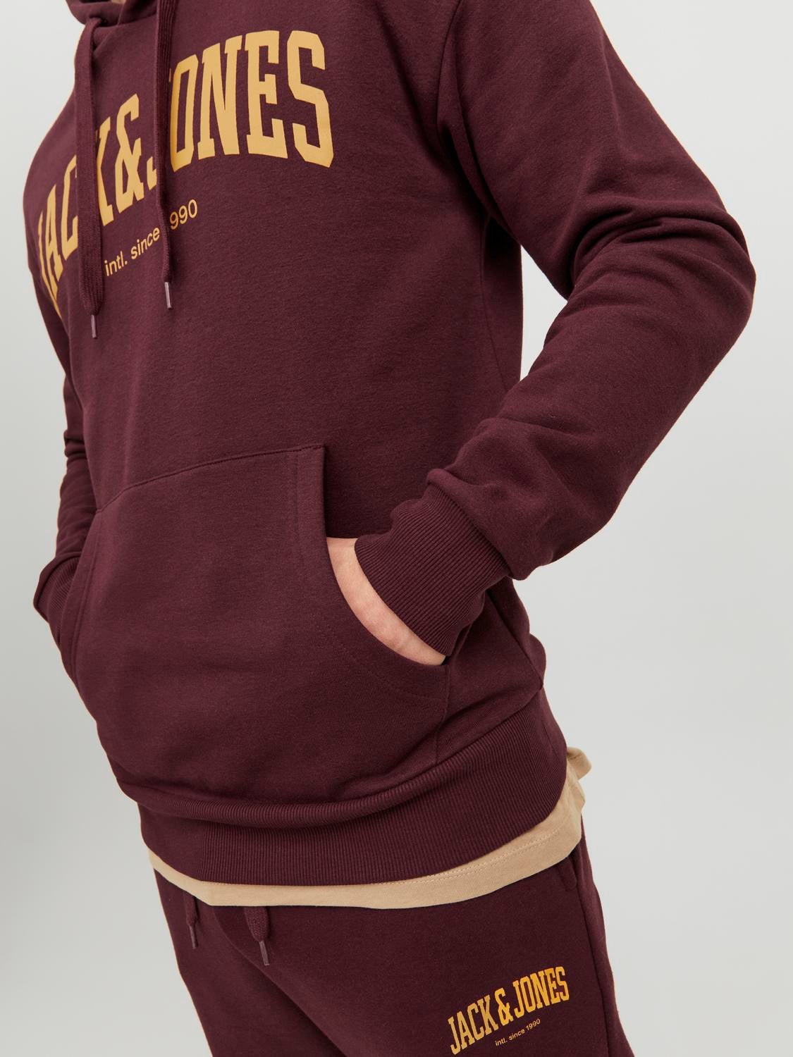 Jack and jones burgundy hoodie new arrivals