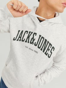 Jack & Jones Logo Hoodie -White Melange - 12236513