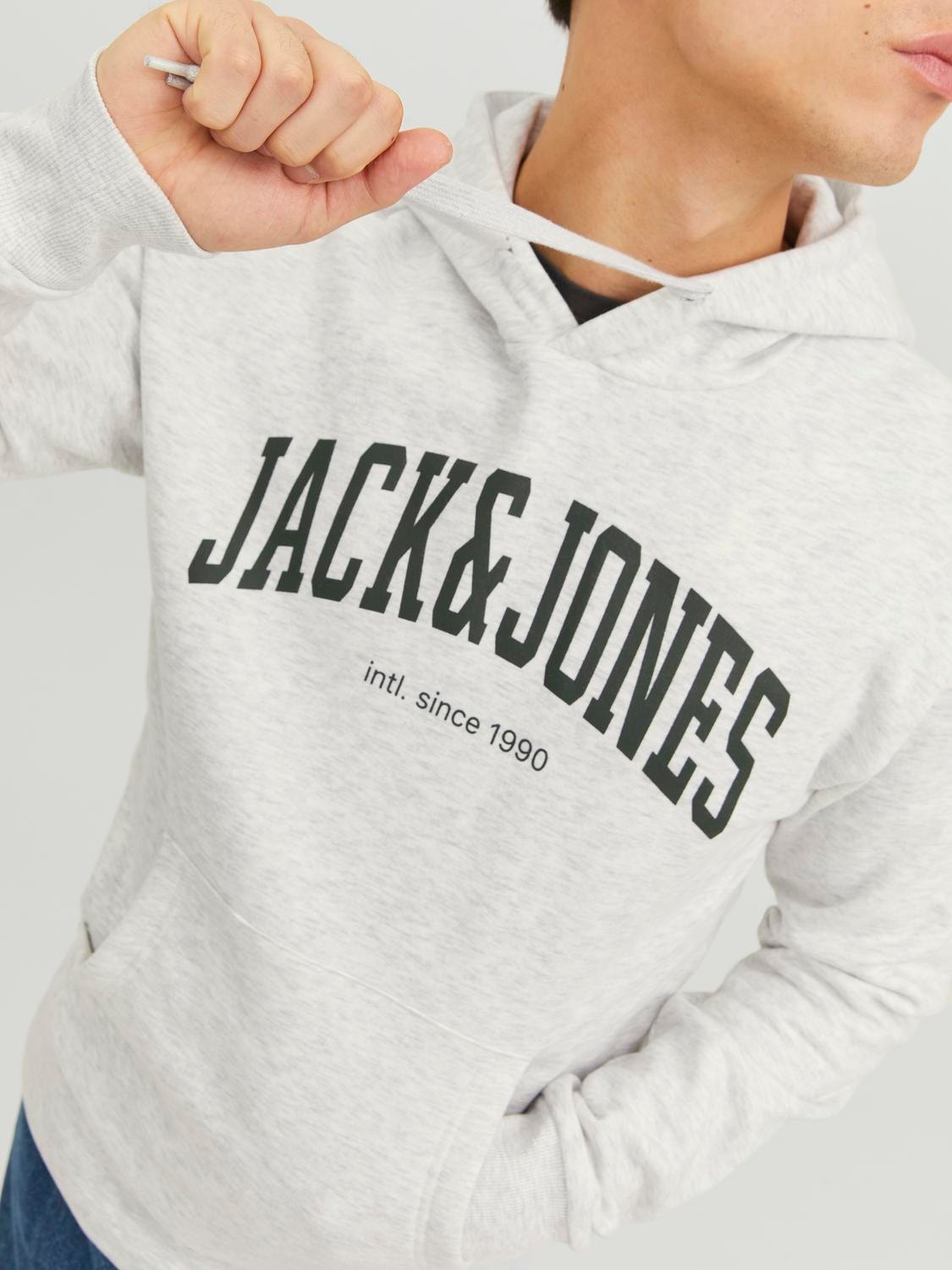 Jack & Jones Logotyp Huvtröje -White Melange - 12236513
