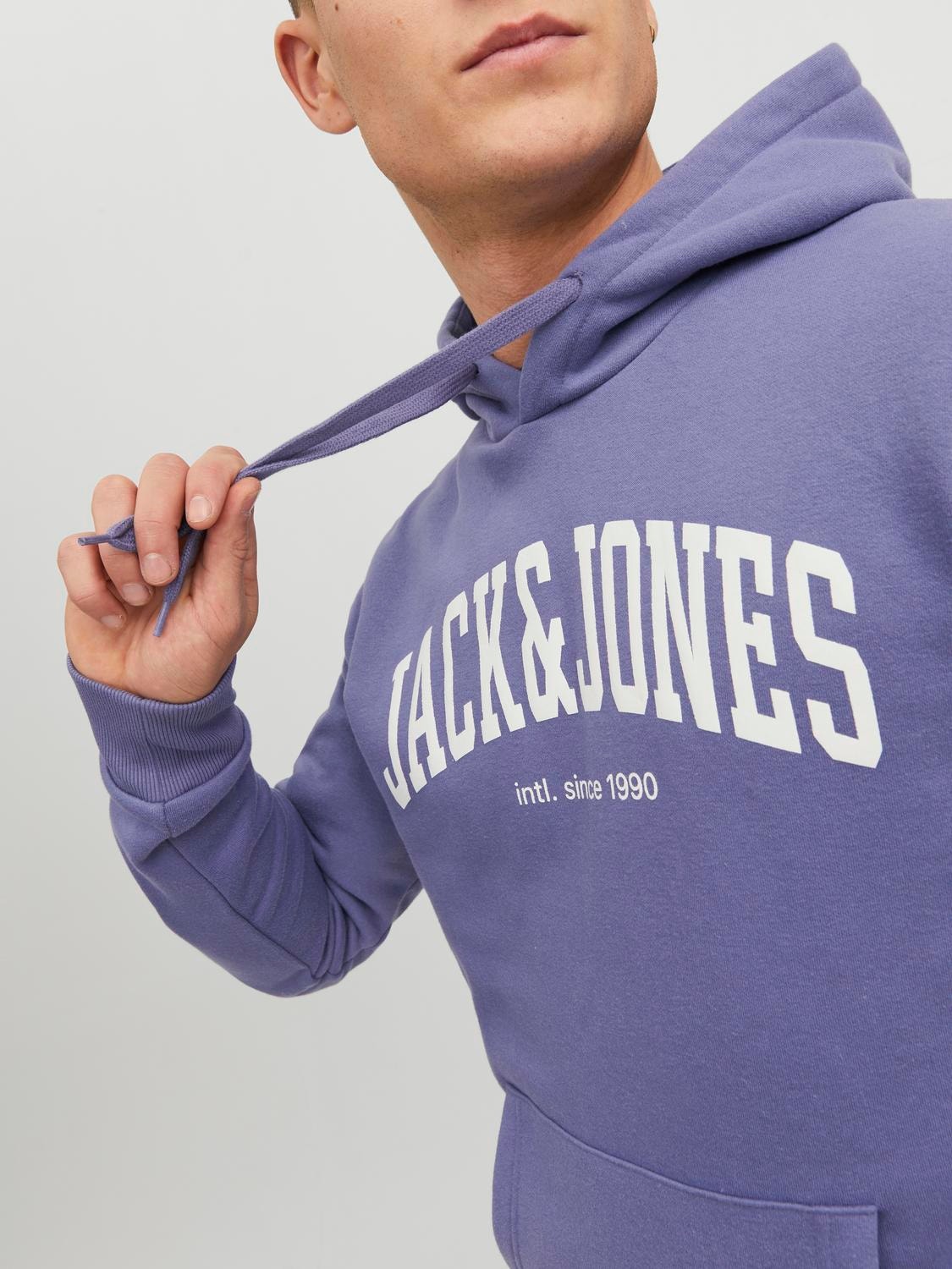 Jack & Jones Logotipas Megztinis su gobtuvu -Twilight Purple - 12236513