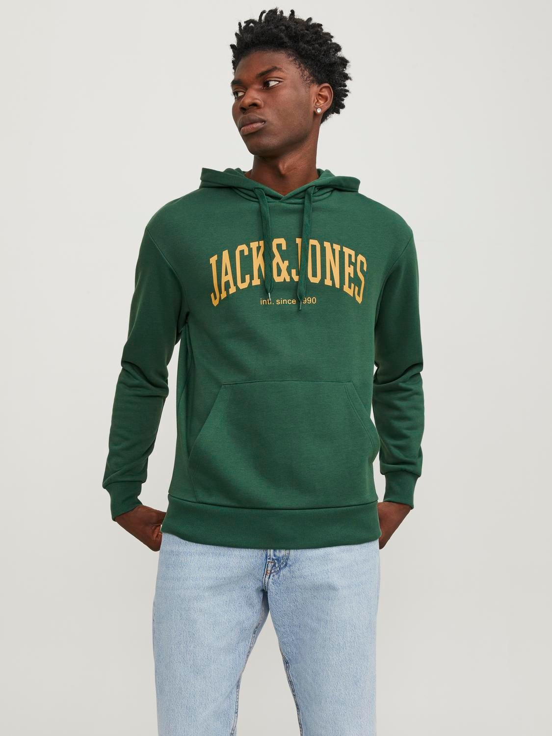 Jack & Jones Logo Kapuutsiga pusa -Dark Green - 12236513