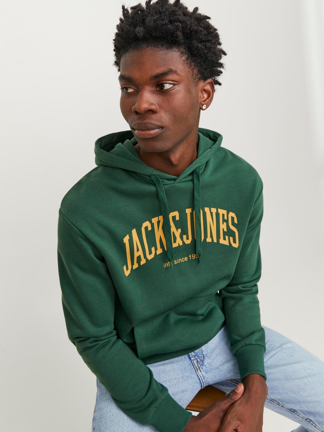 Jack & Jones Hoodie Logo -Dark Green - 12236513