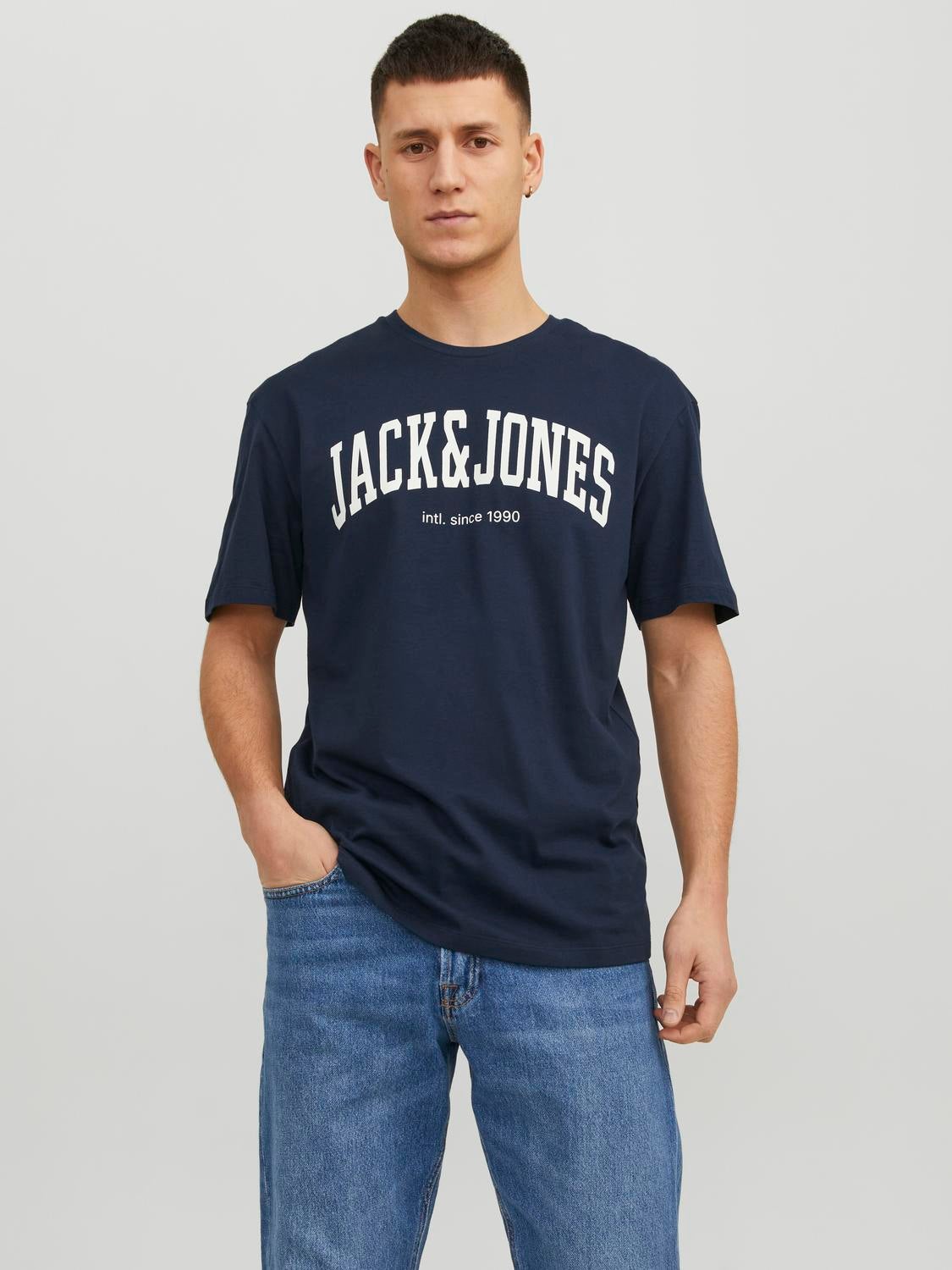 JACK AND JONES T-Shirts Logo O Neck Homme Bleu Marine