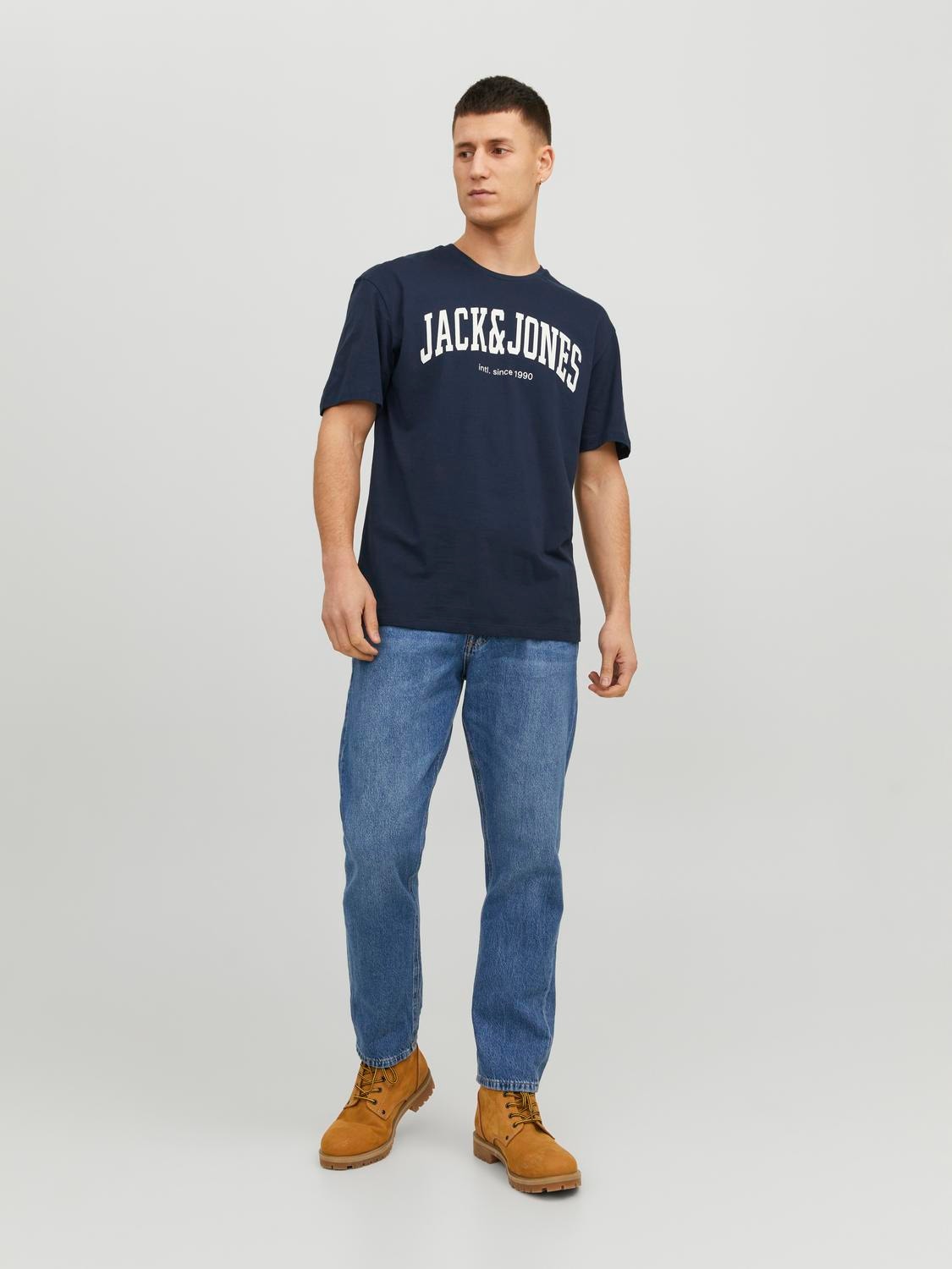 Jack & Jones Logo Pyöreä pääntie T-paita -Navy Blazer - 12236514