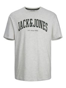 Jack & Jones Logo Pyöreä pääntie T-paita -White Melange - 12236514
