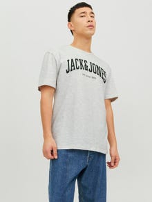 Jack & Jones Logo Ümmargune kaelus T-särk -White Melange - 12236514