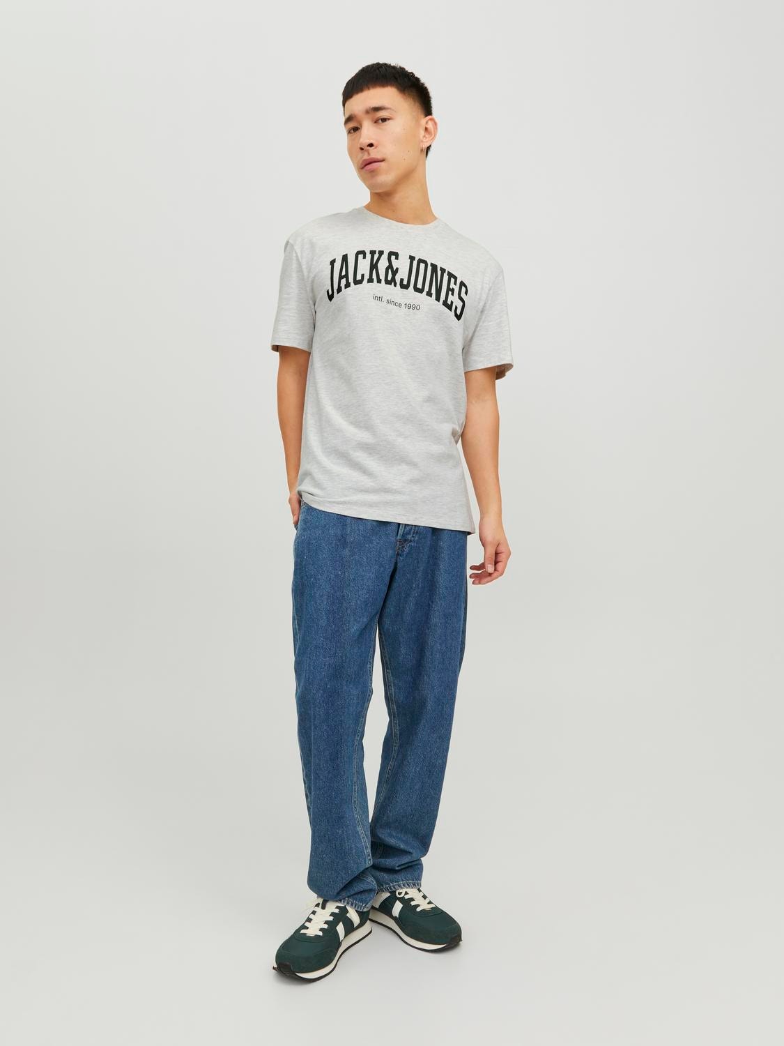 Jack & Jones Logo O-hals T-skjorte -White Melange - 12236514