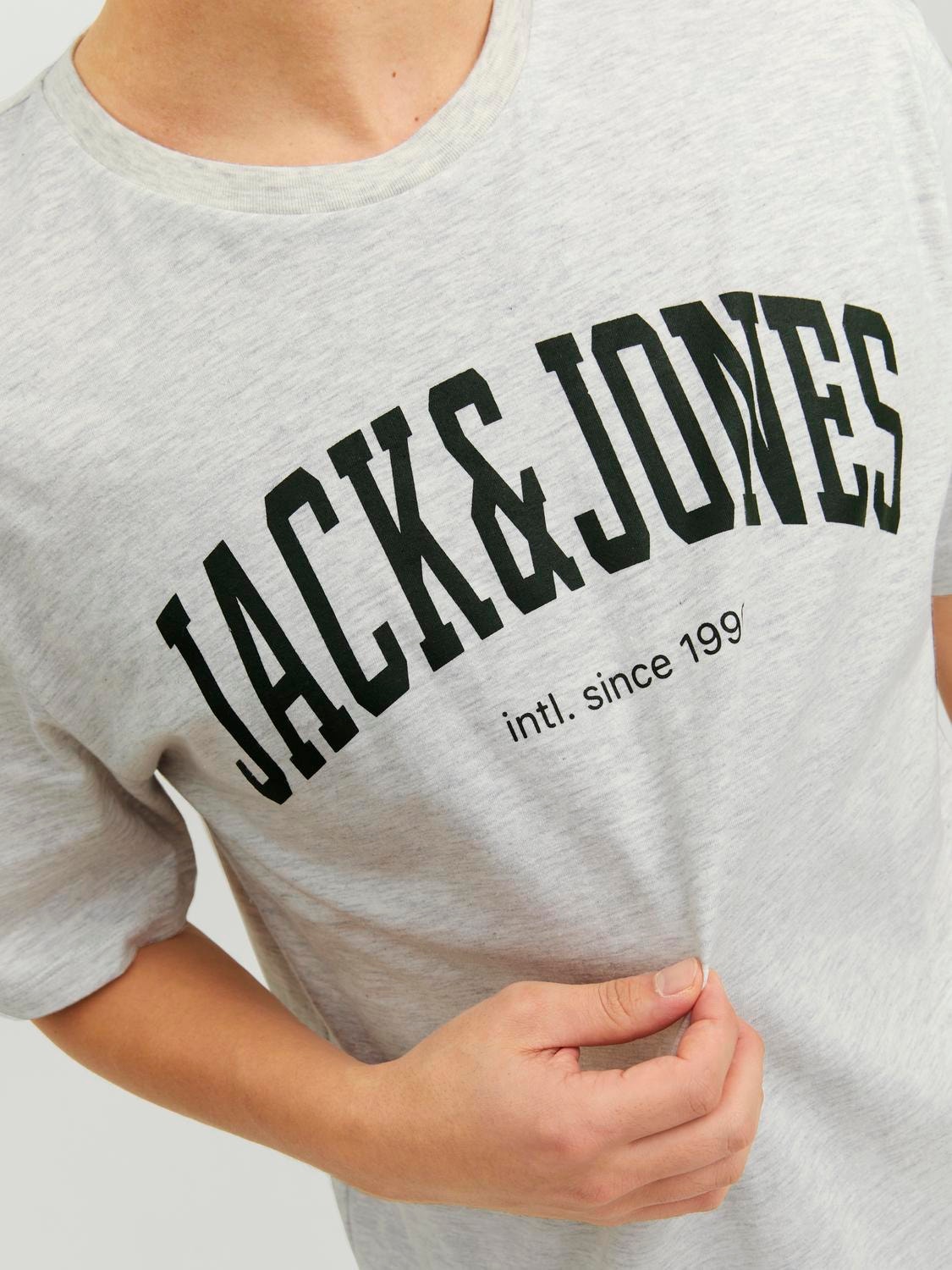 Jack & Jones Logo O-hals T-skjorte -White Melange - 12236514