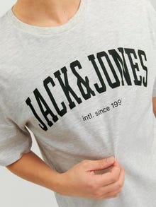 Jack & Jones Logotipas Apskritas kaklas Marškinėliai -White Melange - 12236514