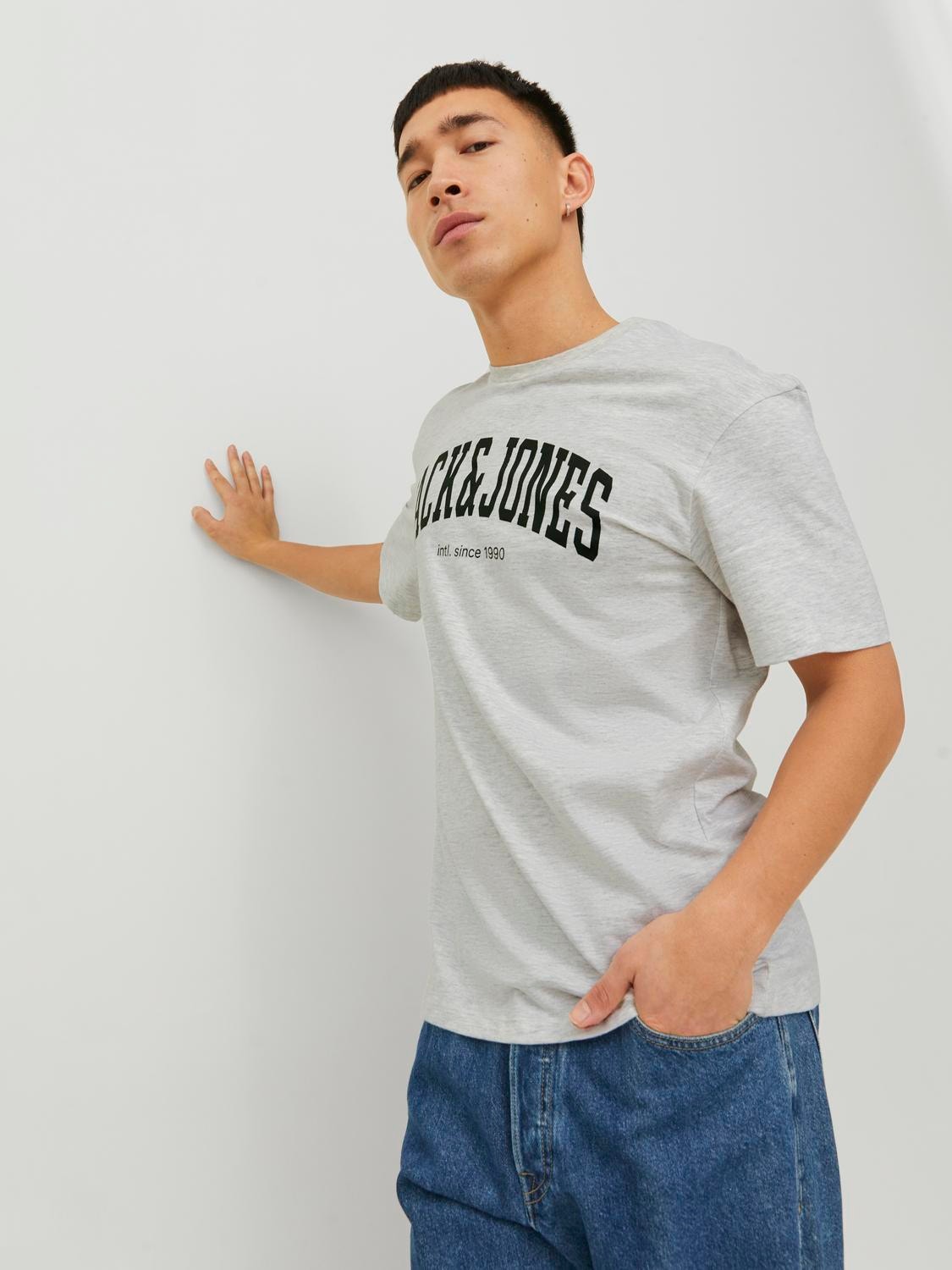 Jack & Jones Camiseta Logotipo Cuello redondo -White Melange - 12236514