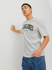 Jack & Jones T-shirt Logo Col rond -White Melange - 12236514