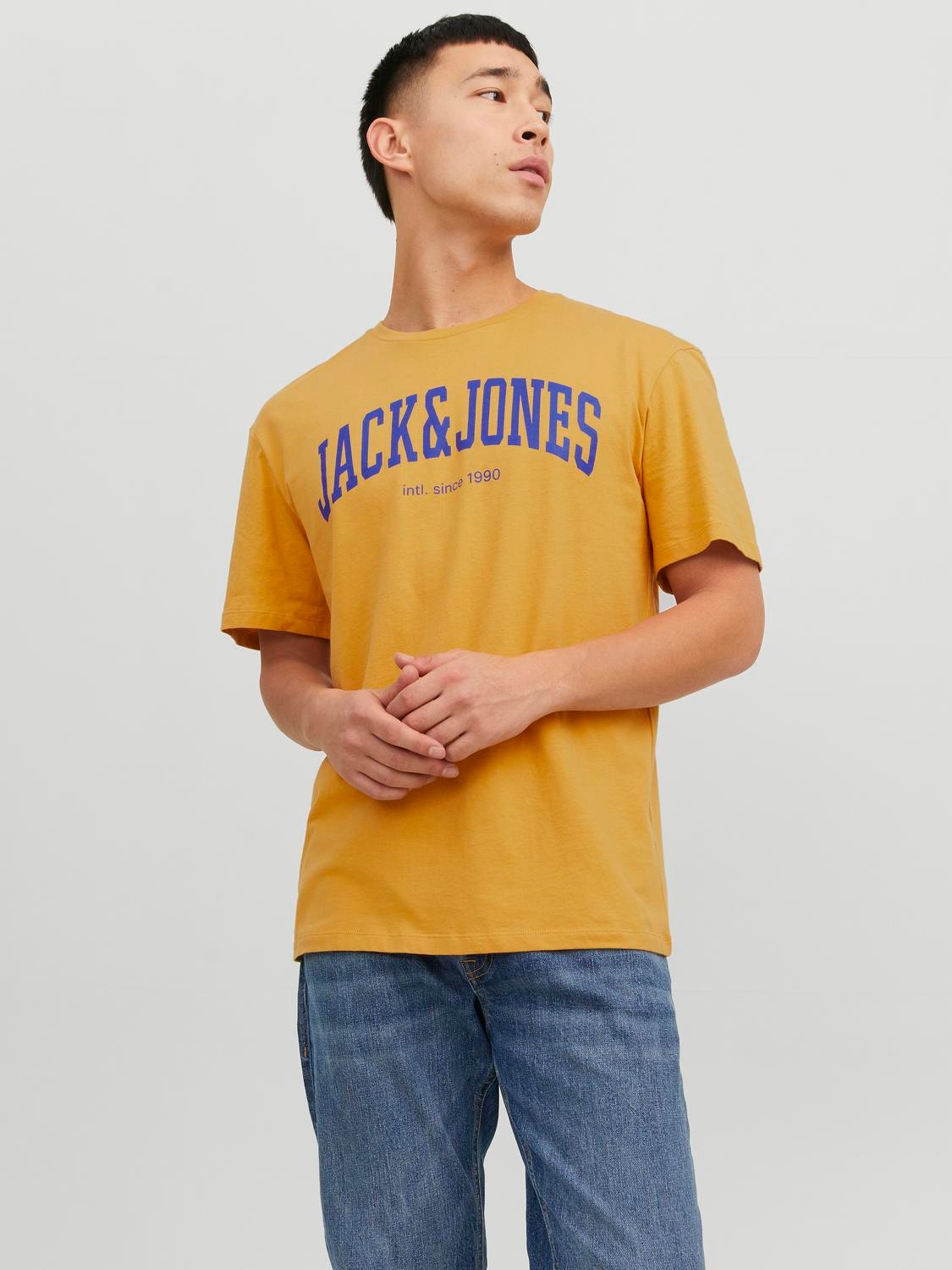Jack & Jones Logo Pyöreä pääntie T-paita -Honey Gold - 12236514
