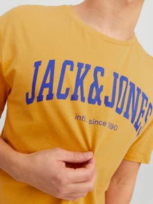 Jack & Jones Logo Kruhový výstřih Tričko -Honey Gold - 12236514
